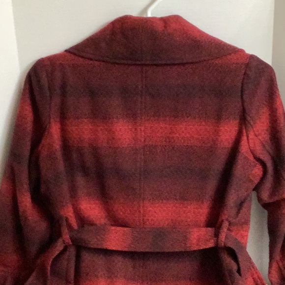 Steve Madden Red and Black Wool Blend Wrap Coat - Picture 14 of 14
